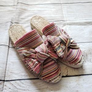 SAM EDELMAN Lynda Bright Multi Stripe Espadrilles Slides Mules Size 7